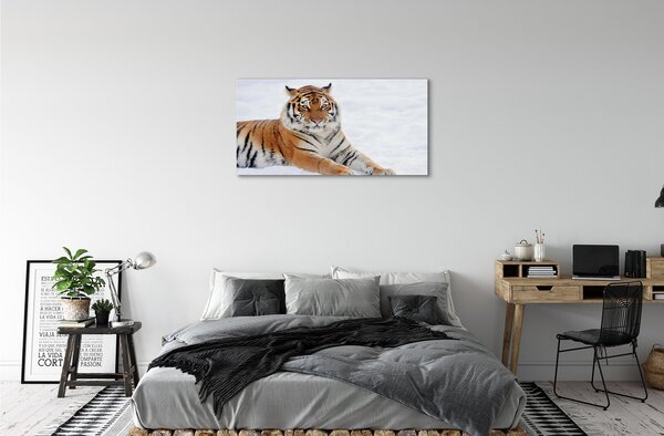 Quadro su tela Snow invernale di tigre 100x50 cm