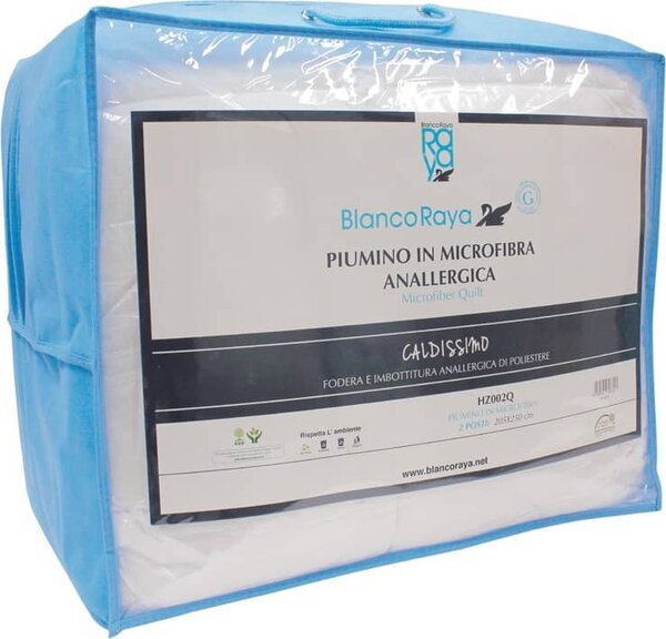 Blanco Raya Piumino Una Piazza e Mezza in Poliestere con imbottitura Anallergica 330gr colore Bianco - HZ001Q/HZ002Q