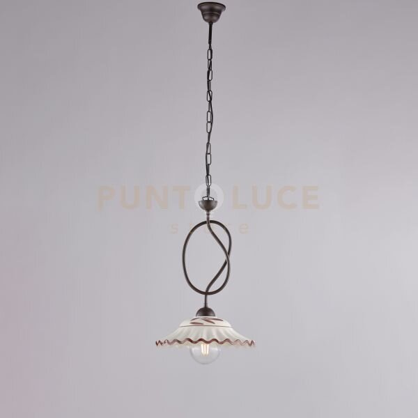 Lampadario in ferro laccato nero e decorazione effetto ruggine con 