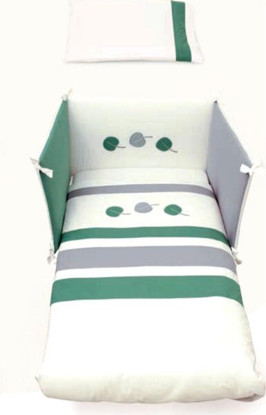 Pali Piumone Lettino Set 3 Pezzi Astrid colore Bianco Verde e Grigio - 0687ASTRIDG