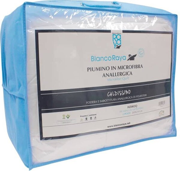Blanco Raya Piumino Una Piazza e Mezza in Poliestere con imbottitura Anallergica 100gr colore Bianco - HZ003Q/HZ004Q