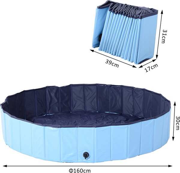 AllMyPets Piscina Pieghevole per Cani in PVC Azzurro 160x30cm xH - D01015BU