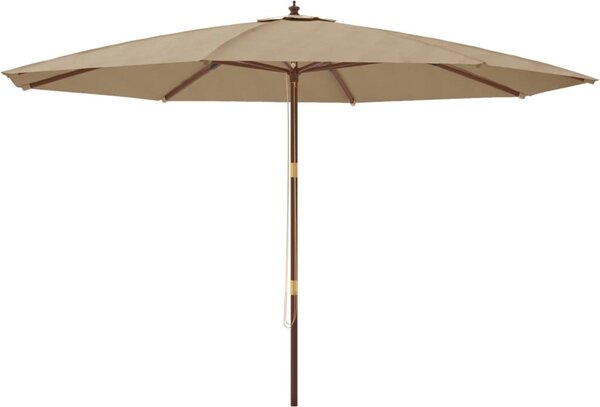 Ombrellone da Giardino con Palo in Legno Tortora 400x273 cm