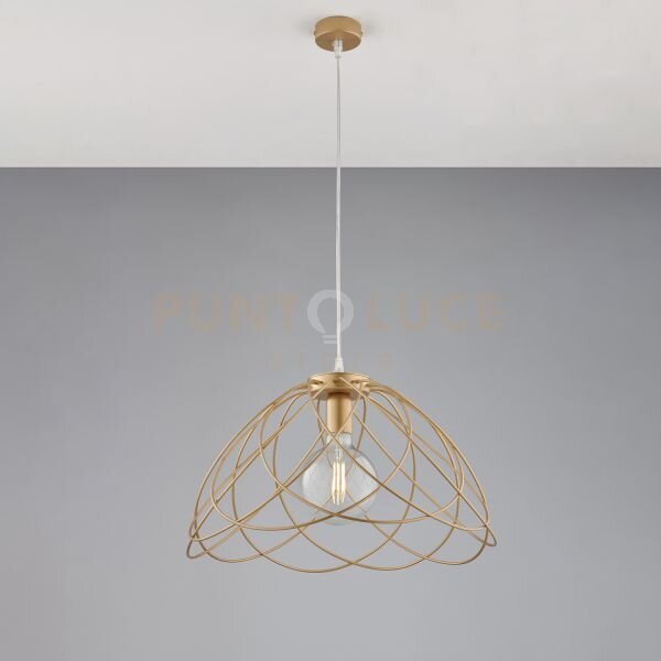 Lampadario in ferro laccato oro con decorazione oro antico con cavo