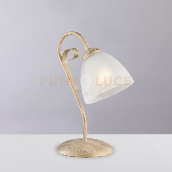 Lumetto in ferro laccato avorio con decorazione oro antico e diffus