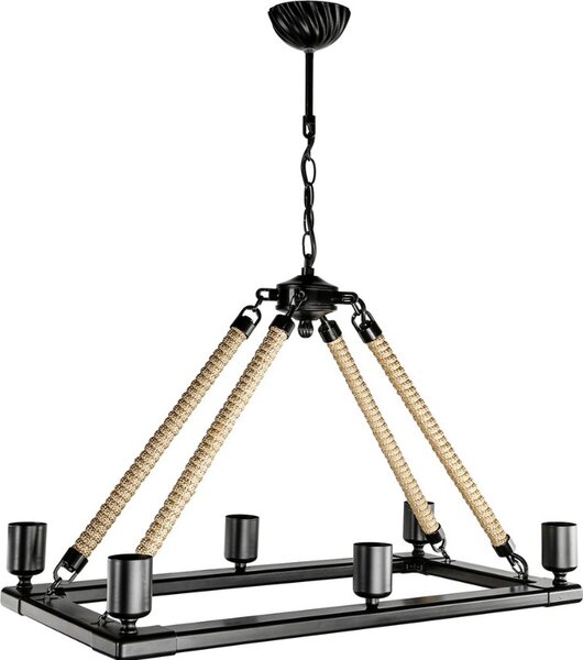 DecHome Plafoniera da Soffitto Stile Moderno in Metallo Verniciato a 6 Luci Rettangolari Attacco E27 Forma Base Rettangolare Dimensioni 62x31x70 cm