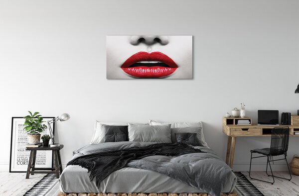 Foto quadro su tela Labbra rosse Naso Donna 100x50 cm