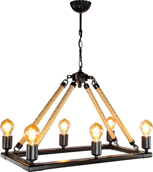 DecHome Plafoniera da Soffitto Stile Moderno in Metallo Verniciato a 6 Luci Rettangolari Attacco E27 Forma Base Rettangolare Dimensioni 62x31x70 cm