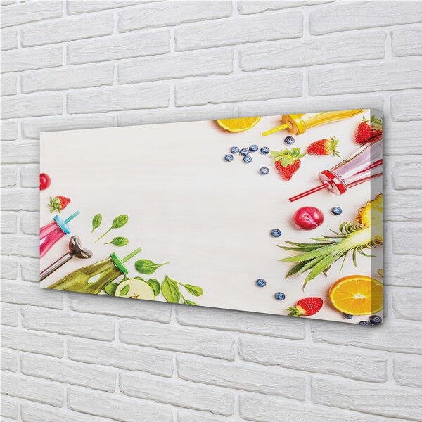 Quadro su tela Cocktail di bottiglia di spinaci di paglia 100x50 cm