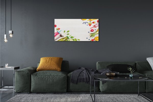 Quadro su tela Cocktail di bottiglia di spinaci di paglia 100x50 cm