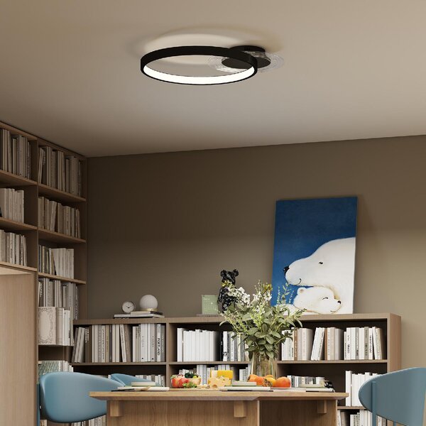 DecHome Plafoniera LED Moderna a 2 Anelli con Luminosit Regolabile Potenza 30W colore Nero