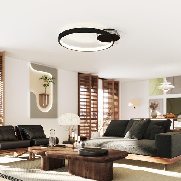 DecHome Plafoniera LED Moderna a 2 Anelli con Luminosit Regolabile Potenza 30W colore Nero