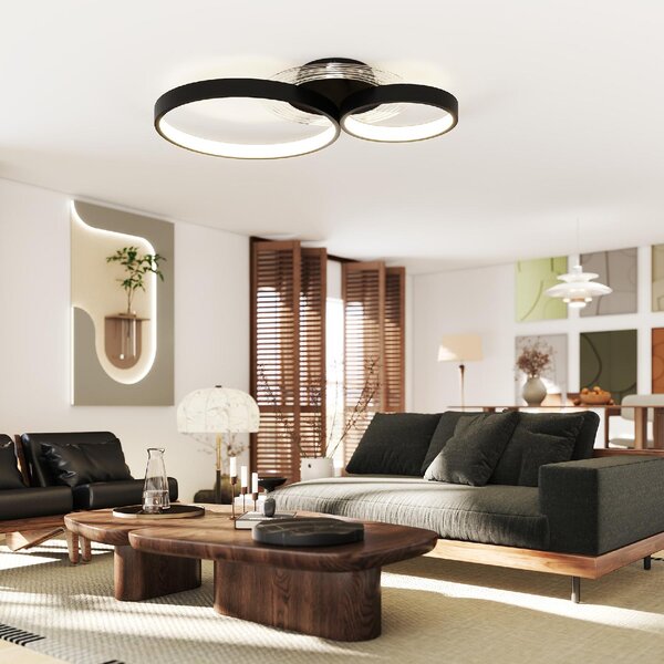 DecHome Plafoniera LED Moderna a 3 Anelli con Luminosit Regolabile Potenza 40W colore Nero