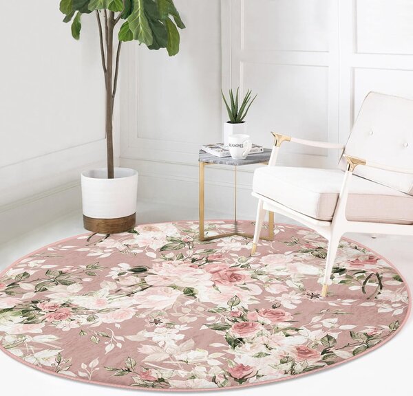Tappeto rotondo lavabile rosa chiaro adatto per aspirapolvere robot ø 120 cm Comfort - Mila Home