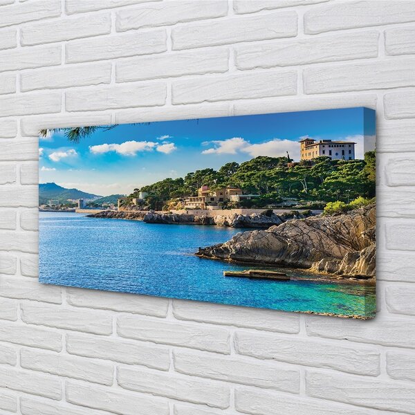 Stampa quadro su tela Costa del mare della Spagna delle montagne 100x50 cm
