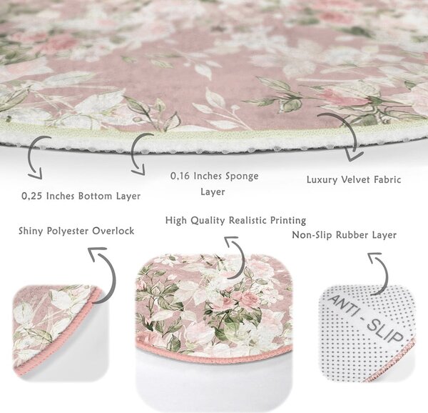 Tappeto rotondo lavabile rosa chiaro adatto per aspirapolvere robot ø 120 cm Comfort - Mila Home