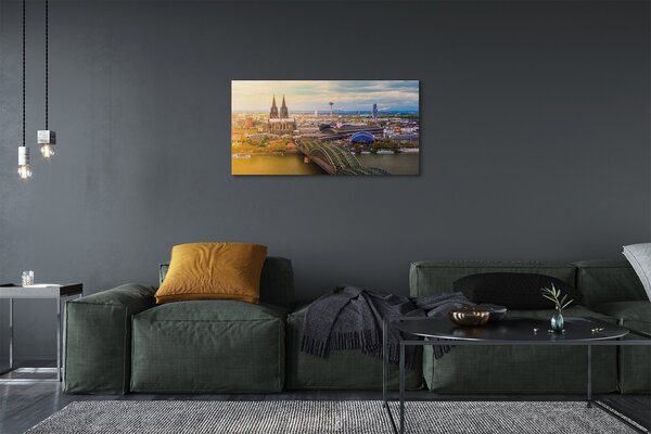 Quadro stampa su tela Ponti panorama del fiume tedesco 100x50 cm