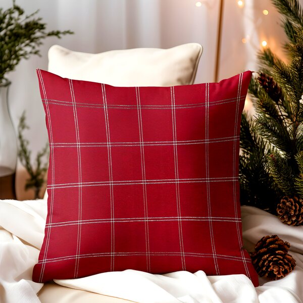 Federa decorativa natalizia rosso con lurex