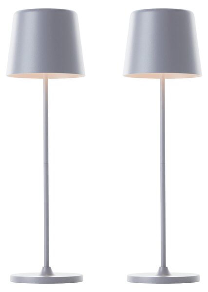 BRILLIANT Lampada da tavolo ricaricabile a LED Kaami, 2 W, 310 lm, 3000 K, grigio, set da 2