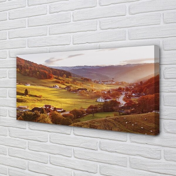 Quadro su tela Foredi di edifici della valle della Germania 100x50 cm