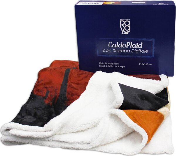 Blanco Raya Plaid Coperta con Pelliccia 130x160 cm 100% Poliestere per Divano Letto Double Face con Stampa in Alta tema Paesaggi - PT006 Sunset