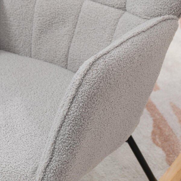 DecHome Poltrona a Dondolo Imbottita in Legno/Acciaio Dimensioni 71x98x101 cm colore Grigio Chiaro