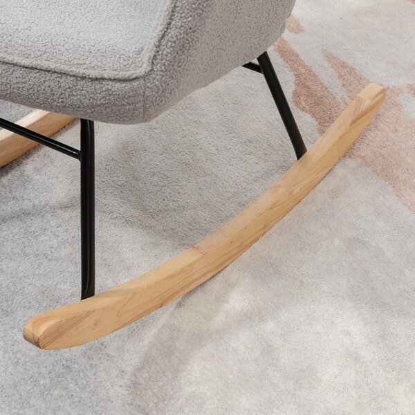 DecHome Poltrona a Dondolo Imbottita in Legno/Acciaio Dimensioni 71x98x101 cm colore Grigio Chiaro