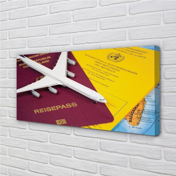 Quadro su tela Mappa del passaporto 100x50 cm