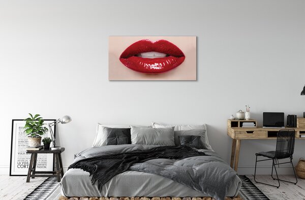 Quadro stampa su tela Labbra rosse 100x50 cm