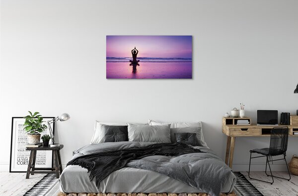 Quadro su tela Woman Sea Yoga 100x50 cm