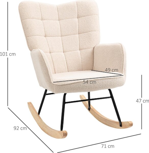 DecHome Poltrona a Dondolo Stile Scandinavo in Tessuto Dimensioni 71x98x101 colore Beige