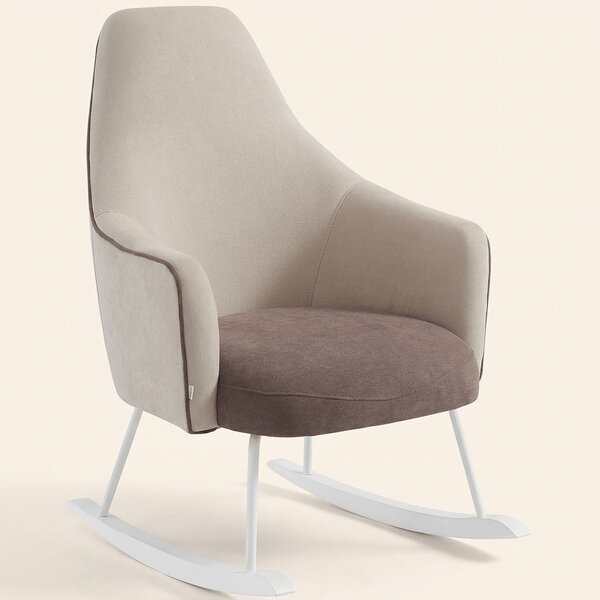 Micuna Poltrona a Dondolo Stile Scandinavo in Tessuto Antimacchia colore Beige/Marrone - Moom
