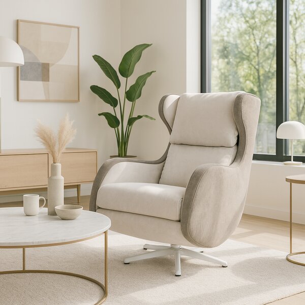 Micuna Poltrona a Dondolo Moderna in Tessuto Antimacchia Dimensioni 98x73x96 colore Beige/Marrone - Mar