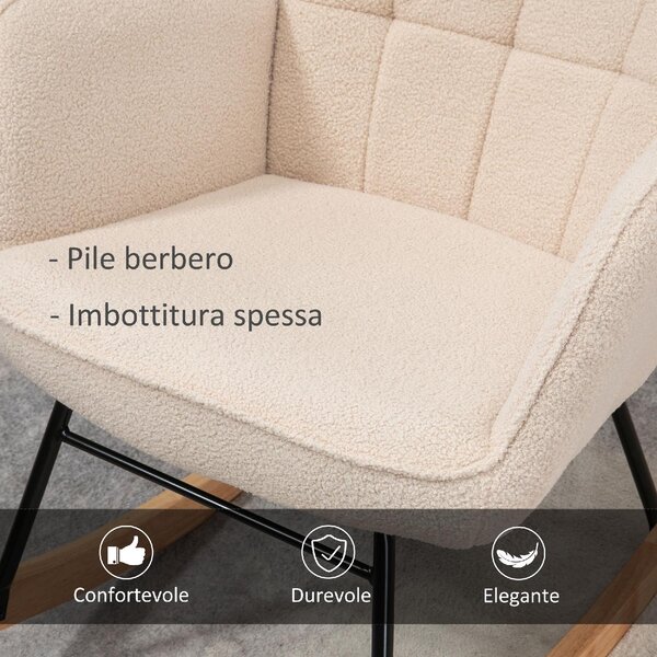 DecHome Poltrona a Dondolo Stile Scandinavo in Tessuto Dimensioni 71x98x101 colore Beige