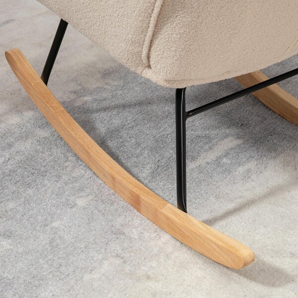 DecHome Poltrona a Dondolo Stile Scandinavo in Tessuto Dimensioni 71x98x101 colore Beige