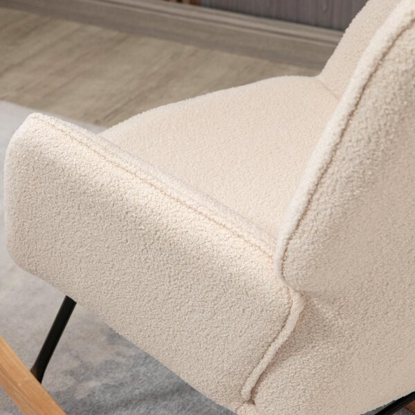 DecHome Poltrona a Dondolo Stile Scandinavo in Tessuto Dimensioni 71x98x101 colore Beige