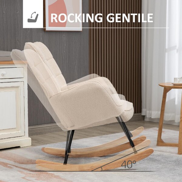 DecHome Poltrona a Dondolo Stile Scandinavo in Tessuto Dimensioni 71x98x101 colore Beige