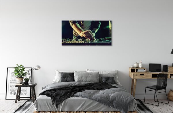 Quadro su tela Cuffie della console DJ 100x50 cm
