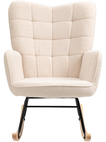 DecHome Poltrona a Dondolo Stile Scandinavo in Tessuto Dimensioni 71x98x101 colore Beige