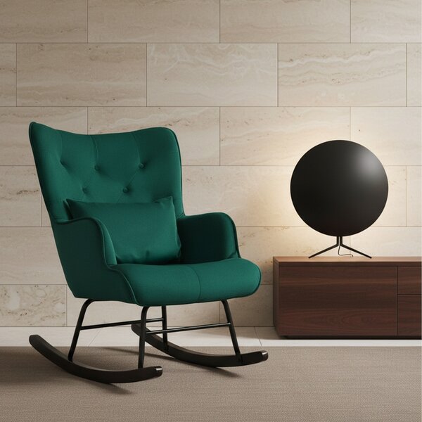 DecHome Poltrona a Dondolo Vintage in Velluto Dimensioni 70x86x94 colore Verde