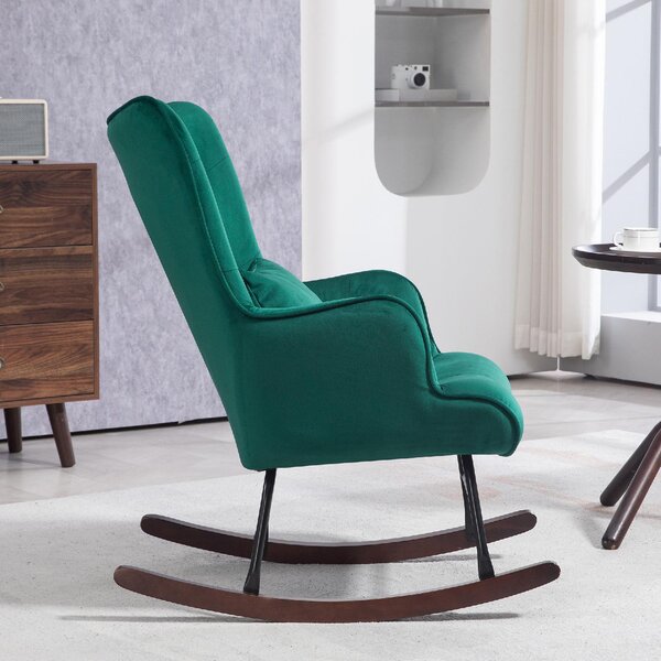 DecHome Poltrona a Dondolo Vintage in Velluto Dimensioni 70x86x94 colore Verde