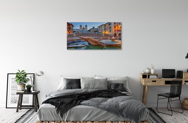 Quadro su tela Roma Sunset Fountain Buildings 100x50 cm
