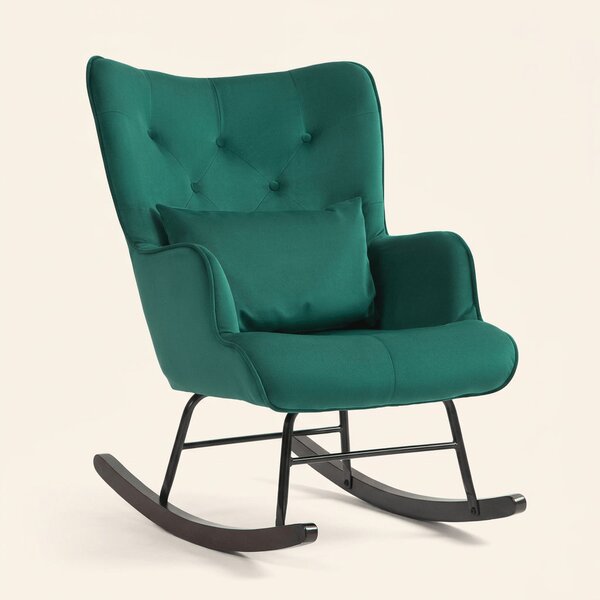 DecHome Poltrona a Dondolo Vintage in Velluto Dimensioni 70x86x94 colore Verde