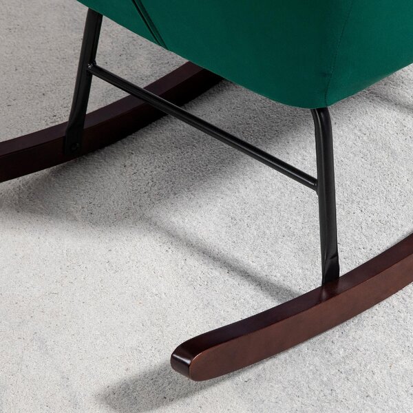 DecHome Poltrona a Dondolo Vintage in Velluto Dimensioni 70x86x94 colore Verde