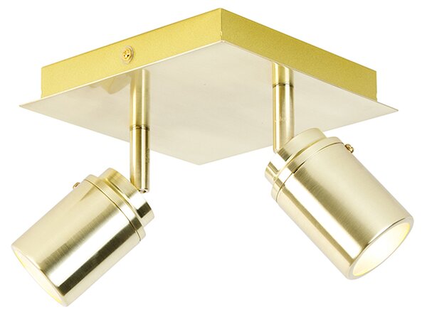 Faretto moderno per bagno ottone quadrato 2 luci IP44 - Ducha