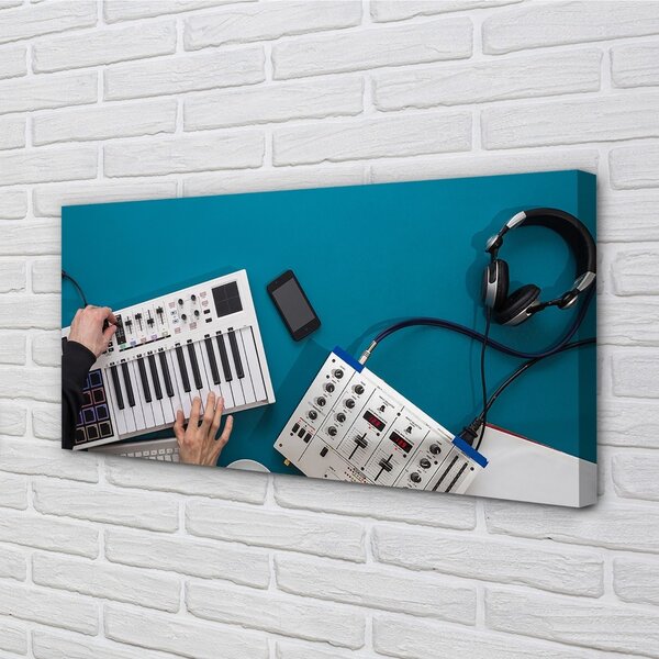 Quadro su tela Cuffie della console DJ 100x50 cm