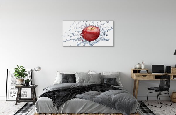 Quadro su tela Mela rossa in acqua 100x50 cm