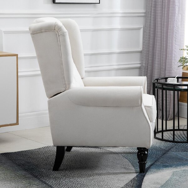 DecHome Poltrona Classica in Tessuto Dimensioni 74x86x102 colore Bianco Crema