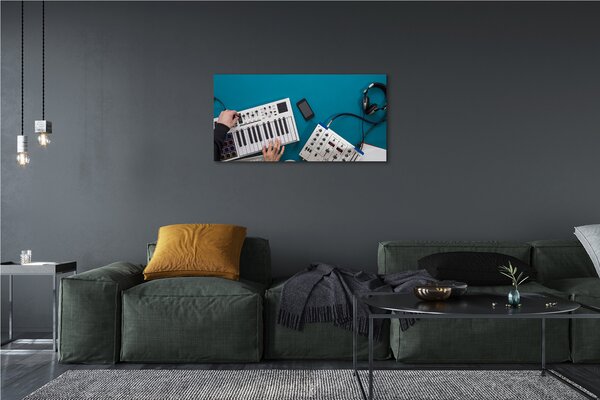 Quadro su tela Cuffie della console DJ 100x50 cm