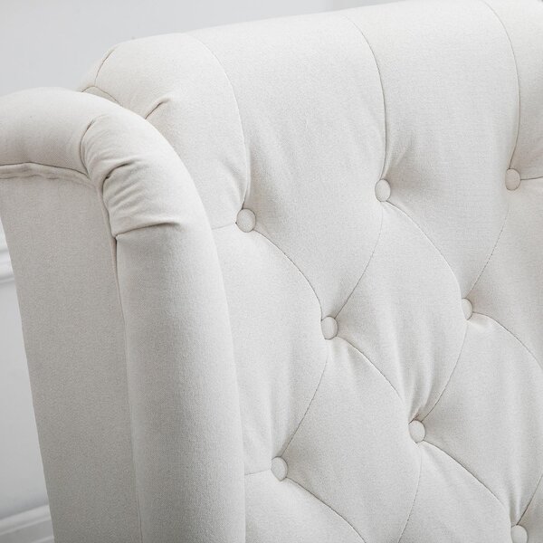 DecHome Poltrona Classica in Tessuto Dimensioni 74x86x102 colore Bianco Crema